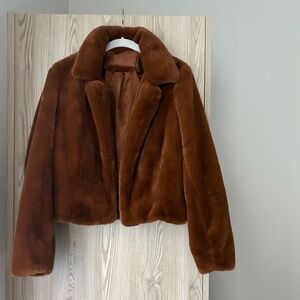 BlankNYC Women’s Eye Candy Faux Fur Cropped Copper SZ XS